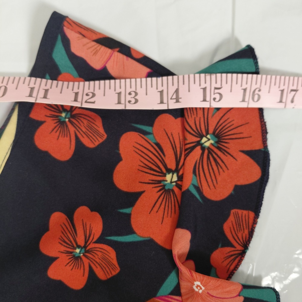 Tropical Floral V-Neck Ruffle Mini Dress Flutter Sleeve Tie Back High Waist ?Lg? - Picture 11 of 14